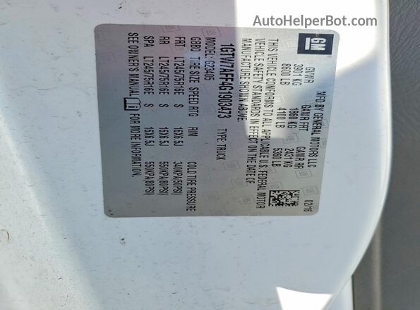 1GTW7AFF4G1903473 2016 GMC SAVANA White Вид наклейки з VIN-кодом