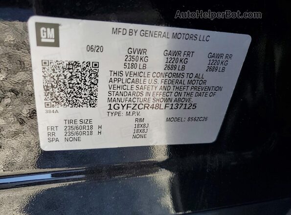 1GYFZCR48LF137125 2020 CADILLAC XT4 Black Widok wnętrza 360 stopni