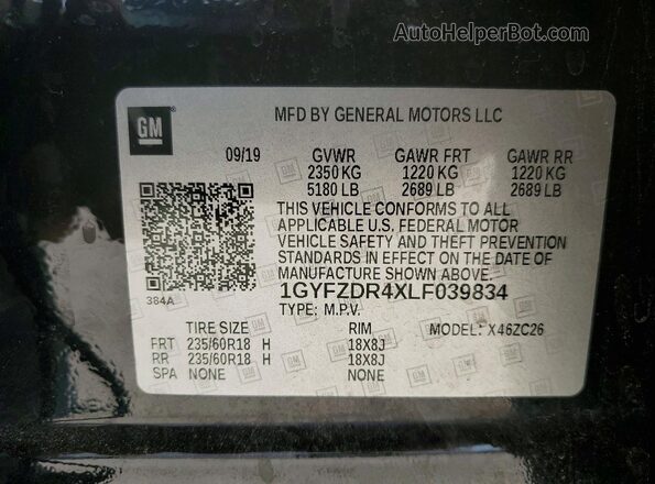 1GYFZDR4XLF039834 2020 CADILLAC XT4 Black Շարժիչի բաժամունքի տեսք