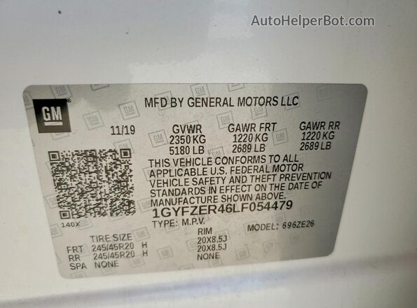 1GYFZER46LF054479 2020 CADILLAC XT4 White Widok komory silnika