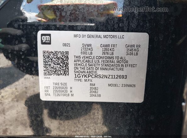 1GYKPCRS2NZ112693 2022 CADILLAC OTHER Черный Вид подкапотного пространства