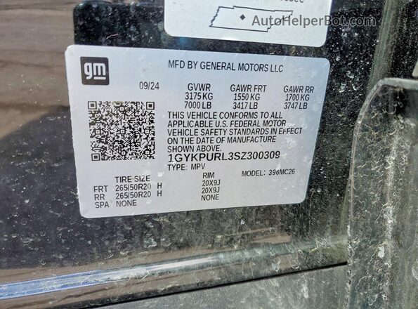1GYKPURL3SZ300309 2025 CADILLAC OTHER Черный Вид наклейки с VIN-кодом