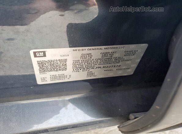 1GYS3CKJ9LR227172 2020 CADILLAC ESCALADE Синий Вид наклейки с VIN-кодом