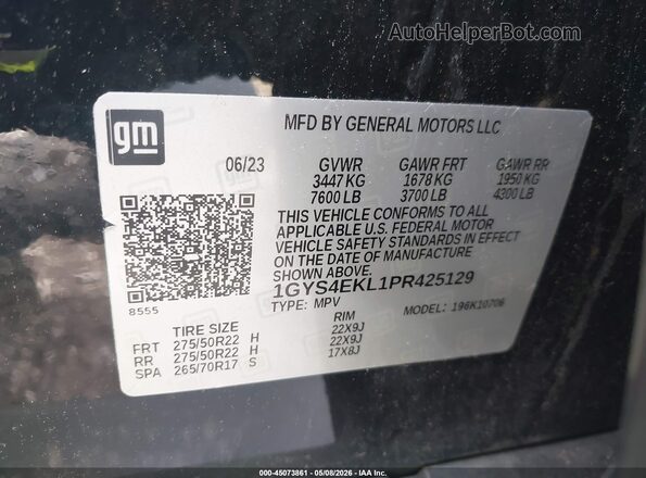 1GYS4EKL1PR425129 2023 CADILLAC ESCALADE Черный Вид подкапотного пространства