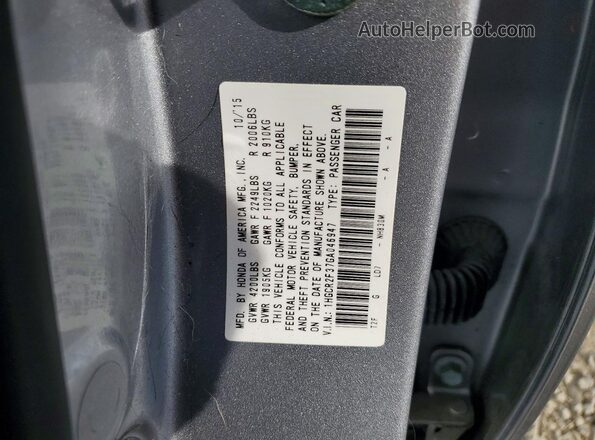 1HGCR2F37GA046947 2016 HONDA ACCORD Gray Engine compartment view