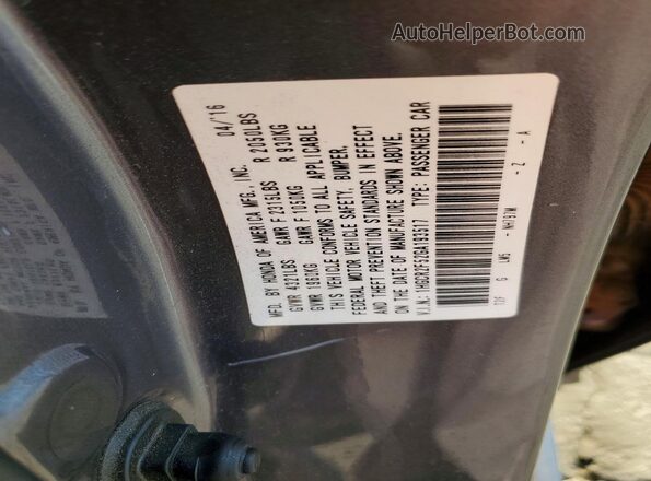 1HGCR2F52GA193517 2016 HONDA ACCORD Gray Widok komory silnika