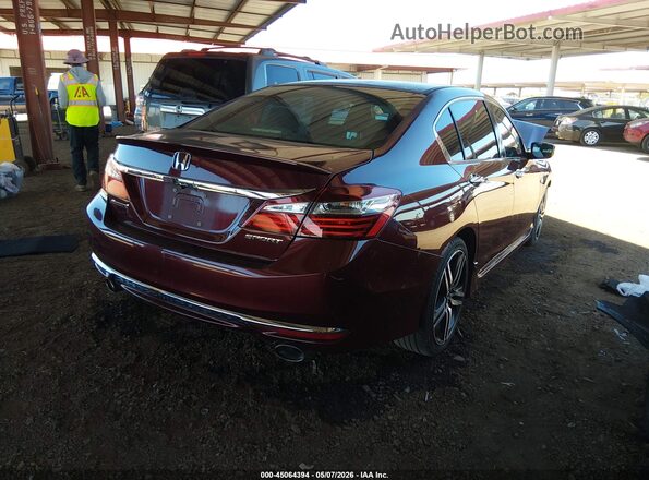 1HGCR2F57GA100488 2016 HONDA ACCORD Темно-бордовый Задняя правая четверть