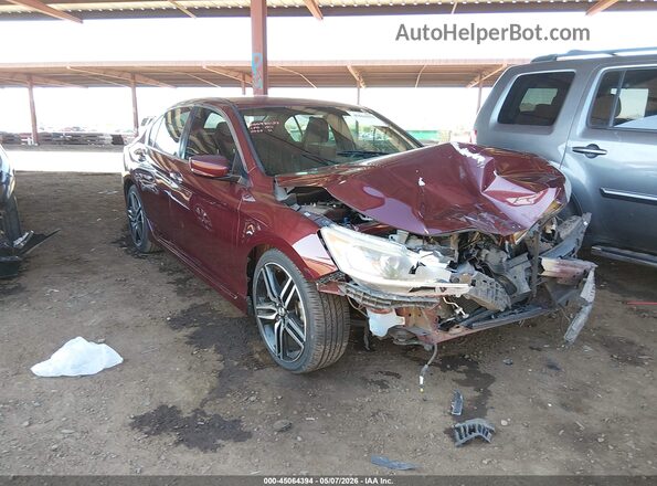 1HGCR2F57GA100488 2016 HONDA ACCORD Темно-бордовый Передняя правая четверть