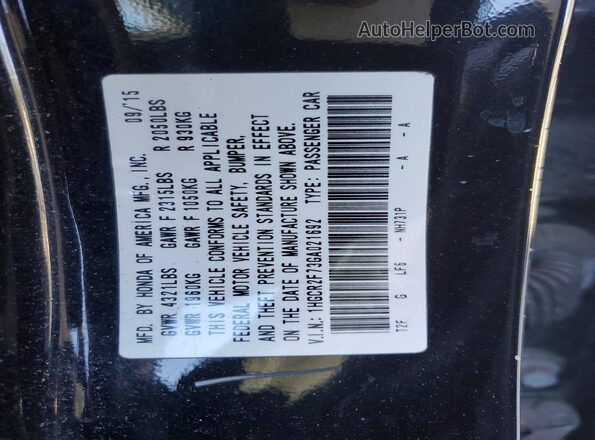 1HGCR2F73GA021692 2016 HONDA ACCORD Черный Вид подкапотного пространства