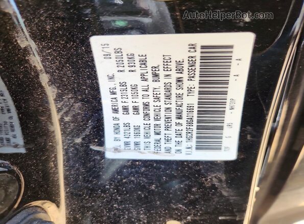 1HGCR2F88GA016691 2016 HONDA ACCORD Черный Вид наклейки с VIN-кодом