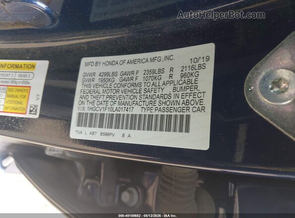1HGCV1F10LA017417 2020 HONDA ACCORD Dark Blue Вид подкапотного пространства