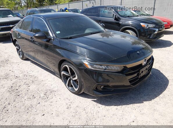 1HGCV1F31MA109591 2021 HONDA ACCORD Черный Передняя правая четверть