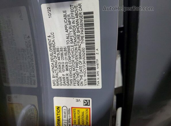 1HGCV1F34NA092450 2022 HONDA ACCORD Blue Widok komory silnika