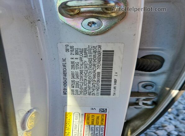 1HGCV1F35KA160699 2019 HONDA ACCORD Белый Вид подкапотного пространства