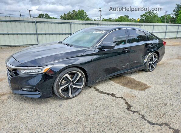 1HGCV1F38JA205147 2018 HONDA ACCORD Black Передня ліва чверть