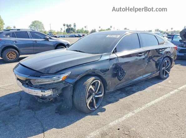 1HGCV1F39MA030170 2021 HONDA ACCORD Black Передня ліва чверть