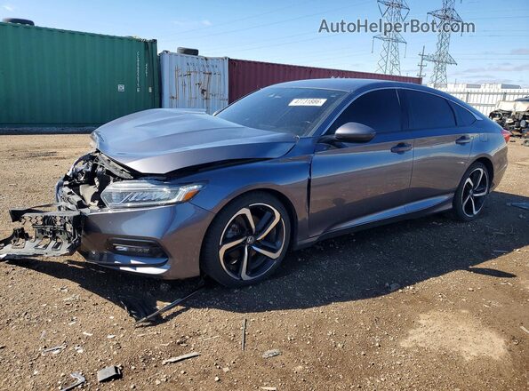 1HGCV1F3XKA161055 2019 HONDA ACCORD Серый Передняя левая четверть