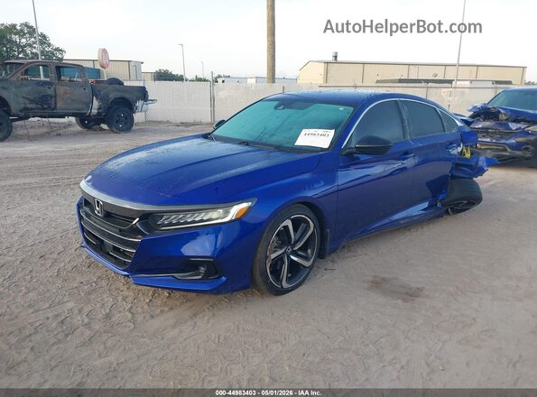 1HGCV1F45NA017359 2022 HONDA ACCORD Синий Передняя левая четверть
