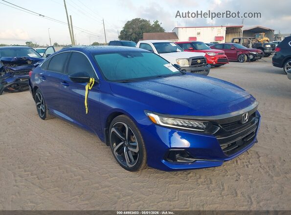 1HGCV1F45NA017359 2022 HONDA ACCORD Синий Передняя правая четверть