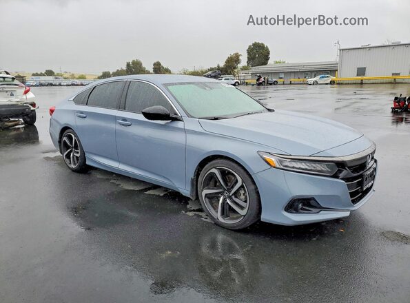 1HGCV1F4XMA114698 2021 HONDA ACCORD Синий Передняя правая четверть