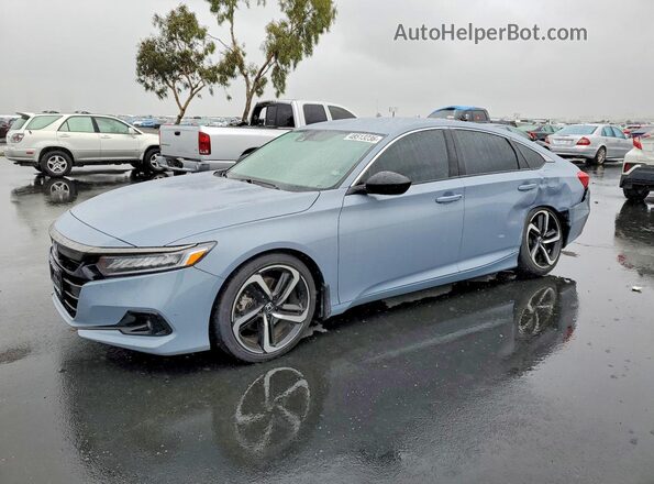 1HGCV1F4XMA114698 2021 HONDA ACCORD Синий Передняя левая четверть