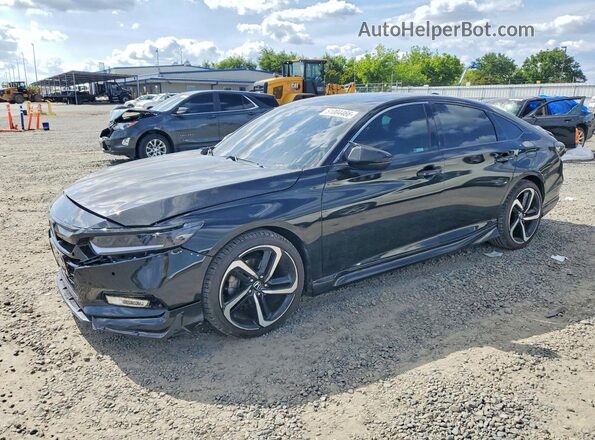 1HGCV1F54KA107400 2019 HONDA ACCORD Черный Передняя левая четверть