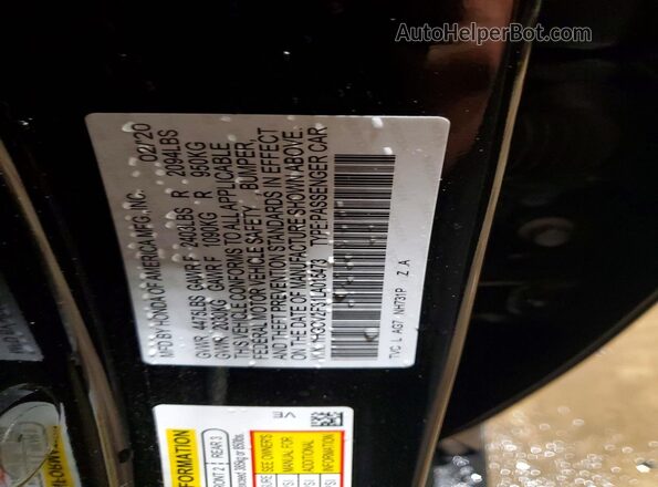1HGCV2F31LA015473 2020 HONDA ACCORD Черный Вид наклейки с VIN-кодом