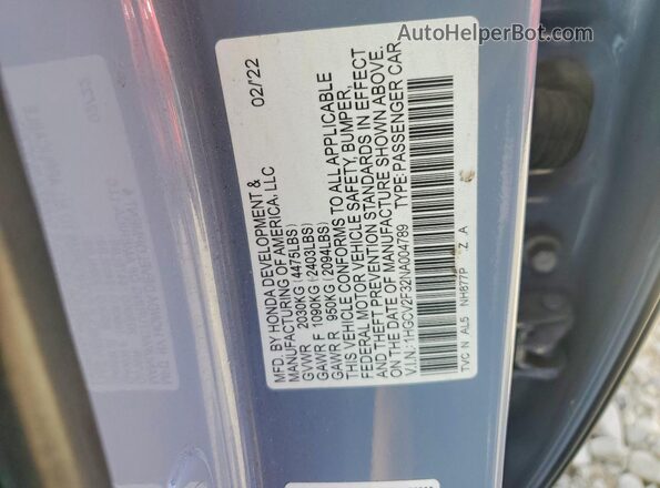 1HGCV2F32NA004789 2022 HONDA ACCORD Gray Widok komory silnika