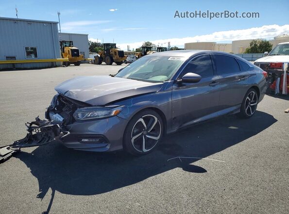 1HGCV2F37KA015234 2019 HONDA ACCORD Серый Передняя левая четверть