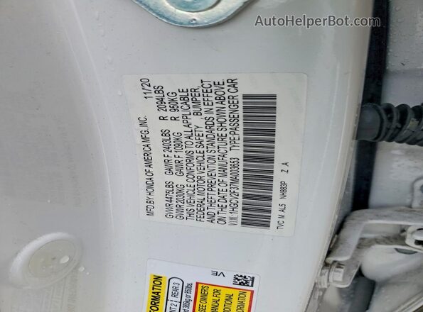 1HGCV2F37MA003653 2021 HONDA ACCORD White Вид підкапотного простору