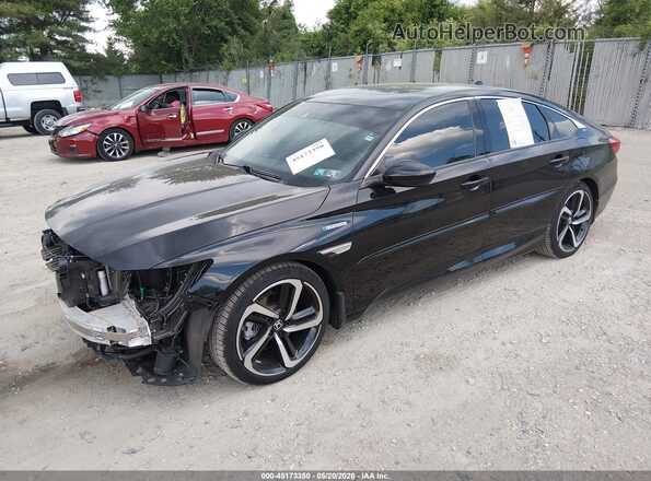 1HGCV3F22NA041905 2022 HONDA ACCORD HYBRID Черный Передняя левая четверть
