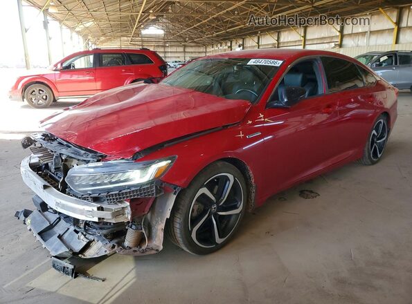 1HGCV3F23NA015507 2022 HONDA ACCORD Red Առջևի ձախ երեք քառորդ տեսարան