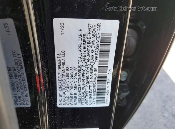 1HGCV3F28NA044193 2022 HONDA ACCORD Black Widok naklejki z numerem VIN
