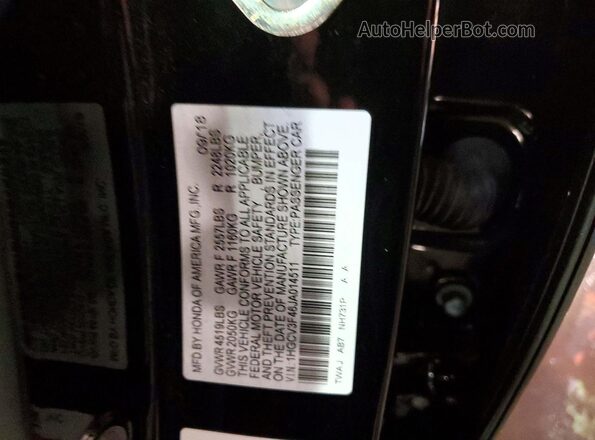 1HGCV3F46JA014511 2018 HONDA ACCORD Black ძრავის განყოფილების ხედი
