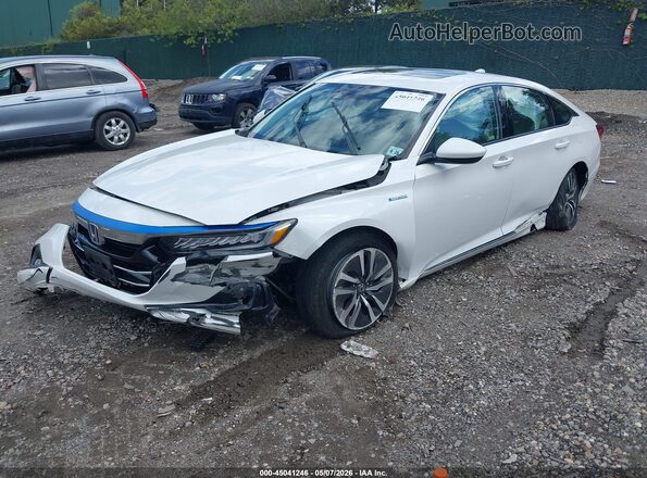 1HGCV3F4XMA017223 2021 HONDA ACCORD HYBRID Белый Передняя левая четверть