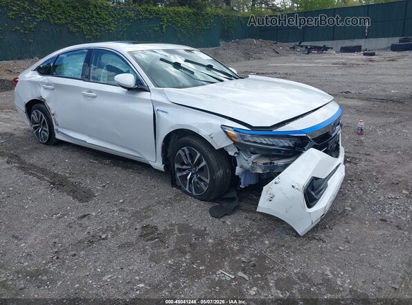 1HGCV3F4XMA017223 2021 HONDA ACCORD HYBRID Белый Передняя правая четверть
