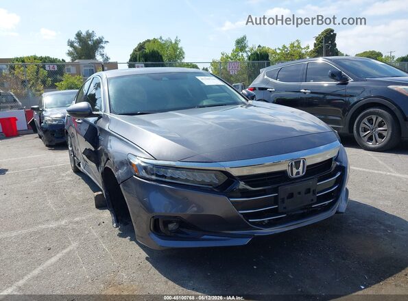 1HGCV3F50MA005073 2021 HONDA ACCORD HYBRID Gray Przód prawy
