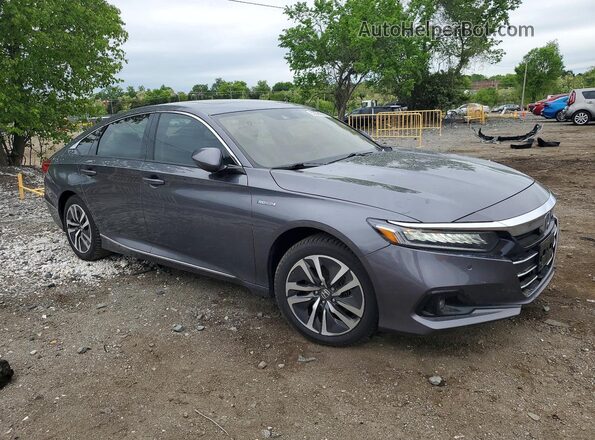 1HGCV3F57MA021707 2021 HONDA ACCORD Серый Передняя правая четверть