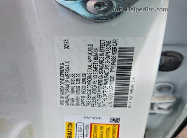 1HGCY1F26PA011336 2023 HONDA ACCORD Белый Вид подкапотного пространства