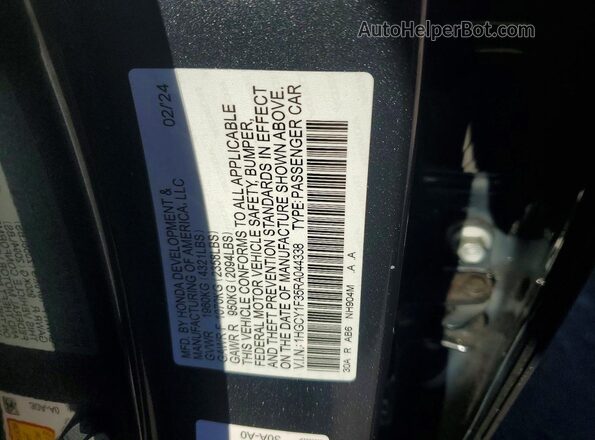 1HGCY1F35RA044338 2024 HONDA ACCORD Charcoal Vista del compartimento del motor