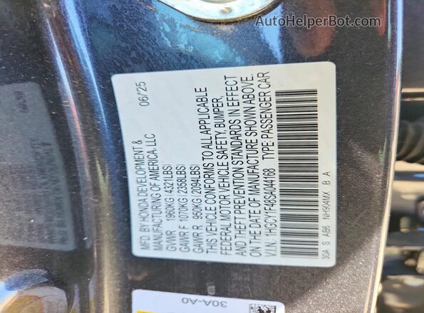 1HGCY1F48SA044168 2025 HONDA ACCORD Угольный Вид наклейки с VIN-кодом