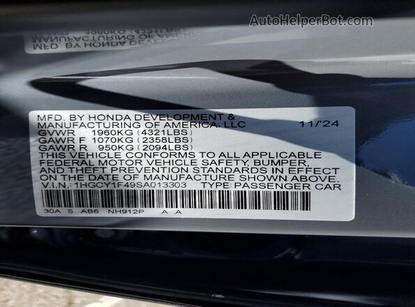 1HGCY1F49SA013303 2025 HONDA ACCORD Серый Вид подкапотного пространства