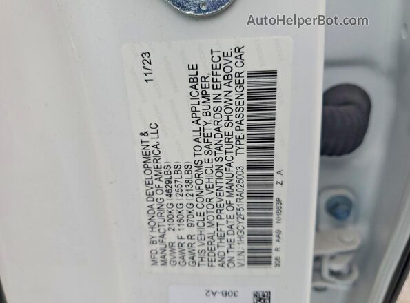 1HGCY2F51RA025003 2024 HONDA ACCORD White ძრავის განყოფილების ხედი