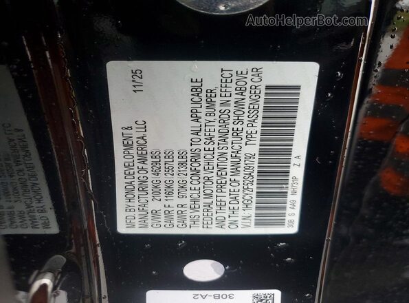 1HGCY2F52SA091792 2025 HONDA ACCORD Черный Вид подкапотного пространства