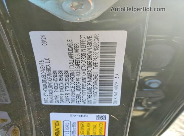 1HGCY2F54RA086331 2024 HONDA ACCORD Black ძრავის განყოფილების ხედი
