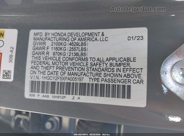 1HGCY2F5XPA005197 2023 HONDA ACCORD HYBRID Gray Widok komory silnika