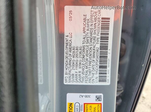 1HGCY2F5XSA033462 2025 HONDA ACCORD Серый Вид подкапотного пространства