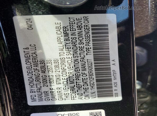 1HGCY2F80RA062277 2024 HONDA ACCORD Черный Вид подкапотного пространства