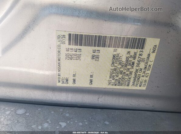 1N4AA6AP0HC366783 2017 NISSAN MAXIMA Silver Widok komory silnika