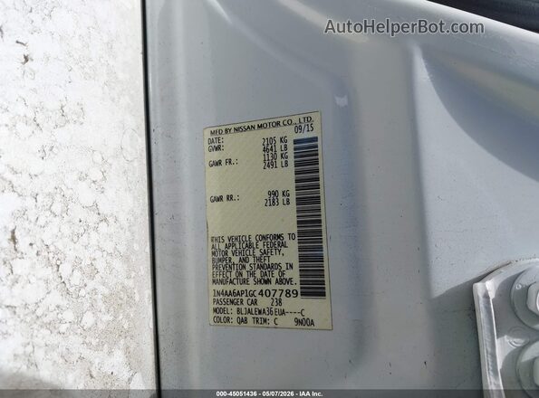 1N4AA6AP1GC407789 2016 NISSAN MAXIMA White ძრავის განყოფილების ხედი
